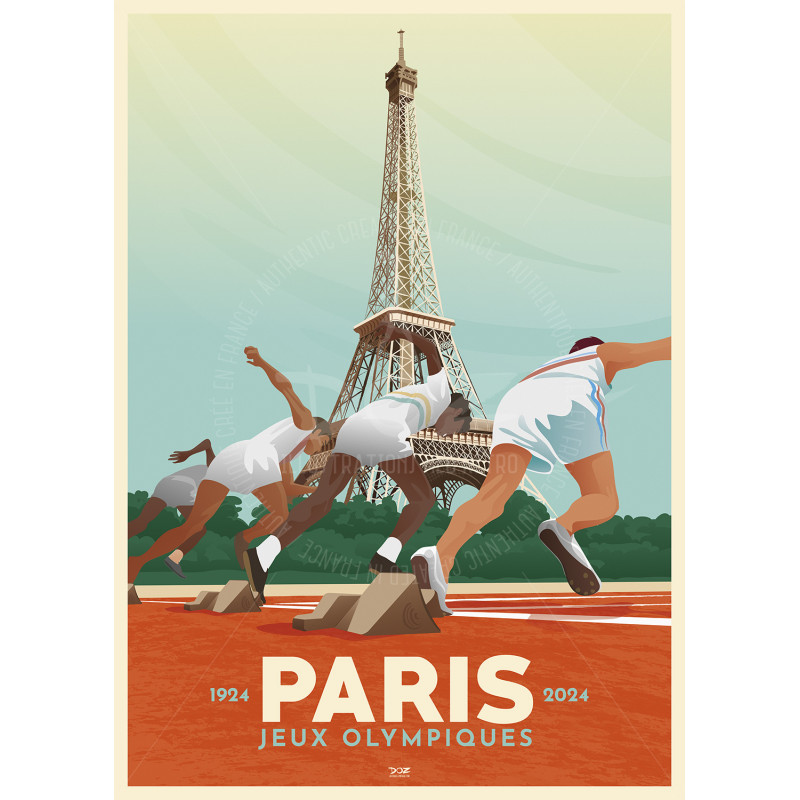 Affiche DOZ - Paris Jeux Olympiques 1924 - 2024 - Tour Eiffel