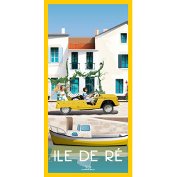 DOZ Postcard - Ile de Ré - Saint-Martin yellow Méhari