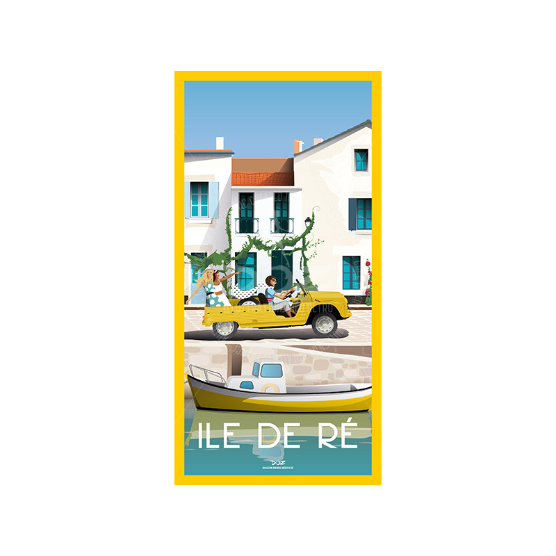 DOZ Postcard - Ile de Ré - Saint-Martin yellow Méhari