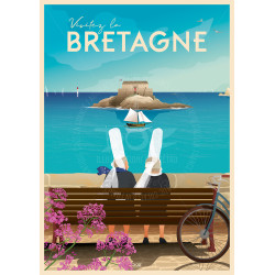 Affiche DOZ Bretagne - Bigoudènes sur un banc