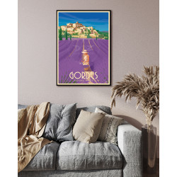 DOZ Poster - Gordes - Provence - Lavender and village