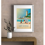 Affiche DOZ - Saint-Georges-de-Didonne - Plage, phare et carrelets