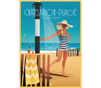 Affiche DOZ Châtelaillon-plage - Marée haute