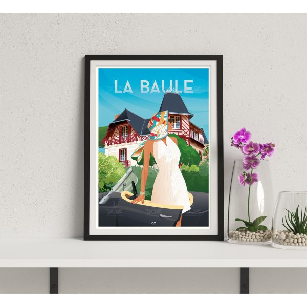 Affiche DOZ - La Baule - Décapotable et villa