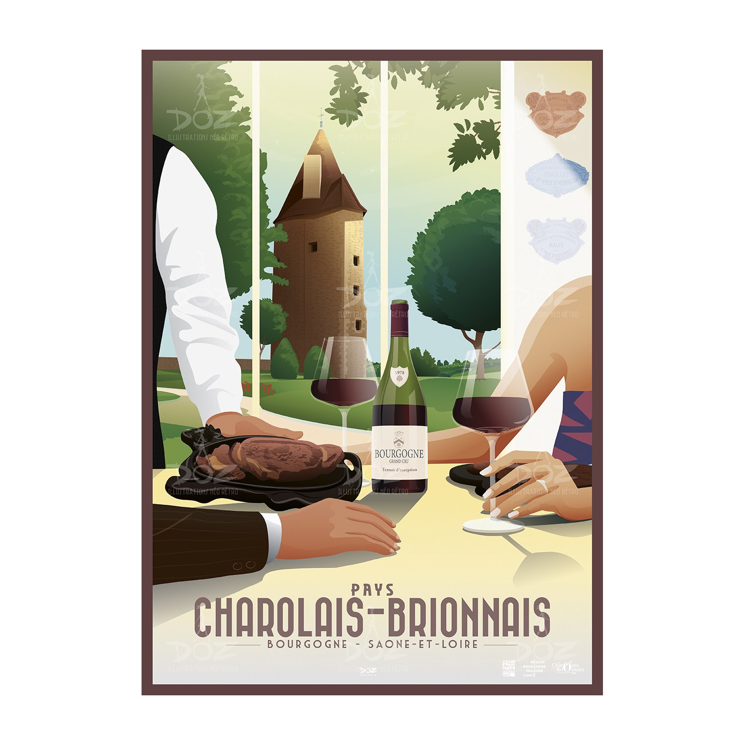 Affiche DOZ Pays Charolais Brionnais, Bourgogne, Charolles