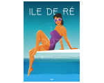 Affiche DOZ Ile de Ré - La piscine - Le Pont de Ré