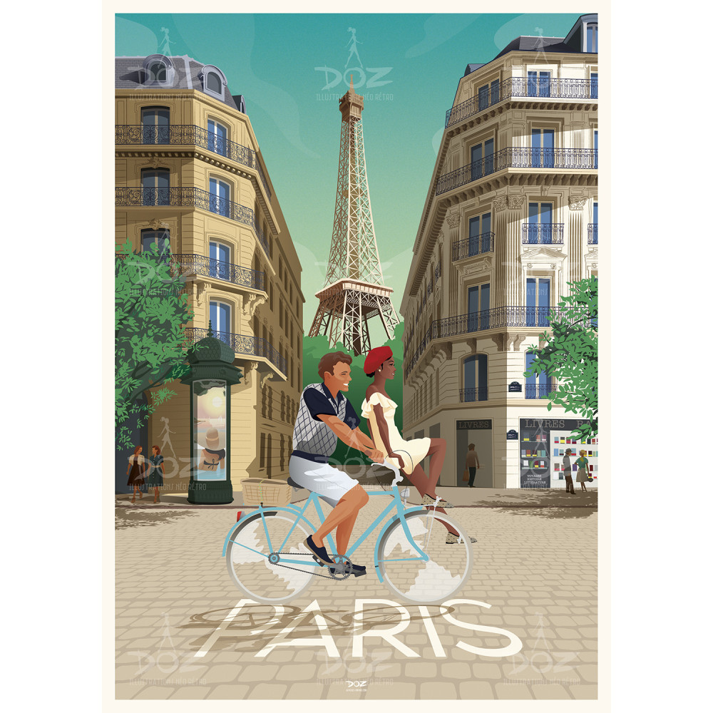 Affiche DOZ - Paris - Haussmann et la Tour Eiffel Affiche DOZ - Paris - Haussmann et la Tour Eiffel