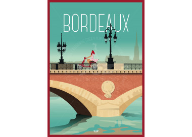 Affiche DOZ Bordeaux - le pont de pierre - Scooter