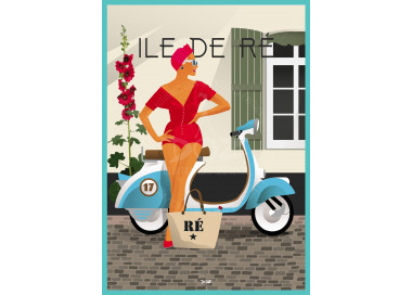 Affiche DOZ Ile de Ré - Scooter
