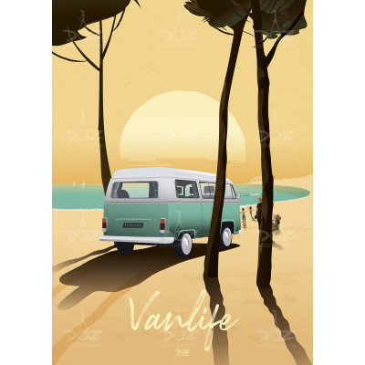 Affiche DOZ Combi, plage, surf et Sunset