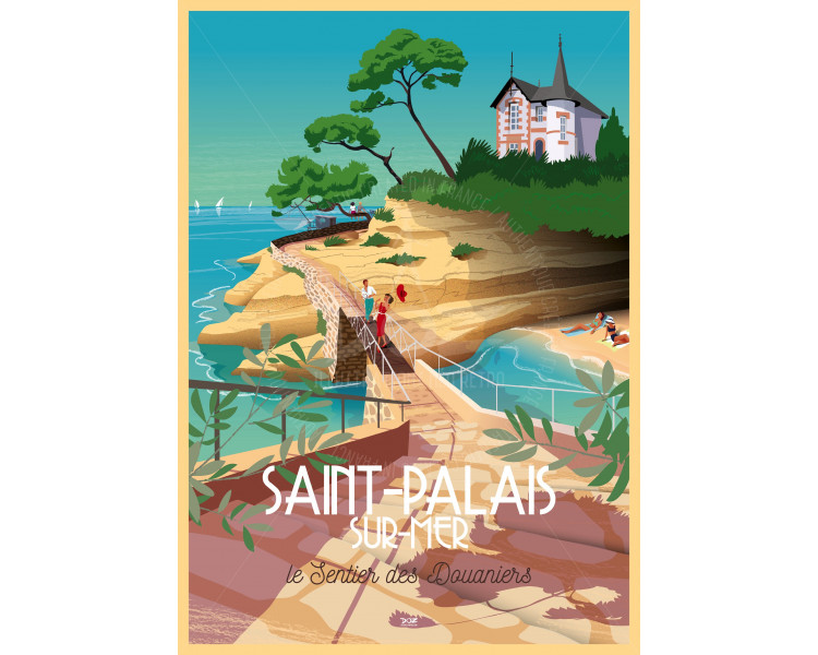 DOZ Poster Saint Palais Sur Mer, Le Sentier des Douaniers