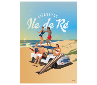 Affiche DOZ Ile de Ré - After-surf - Méhari blanche