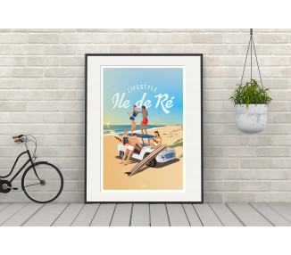 Poster DOZ Ile de Ré - After-surf - Méhari blanche