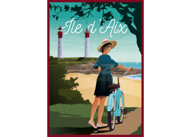 Poster DOZ Ile d'Aix - the bike and the headlights
