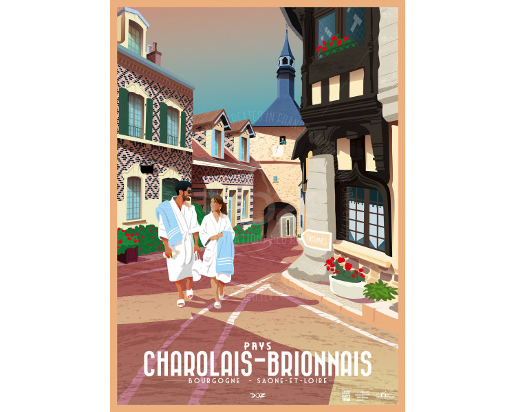 Poster DOZ Pays Charolais Brionnais, the thermal baths, Burgundy