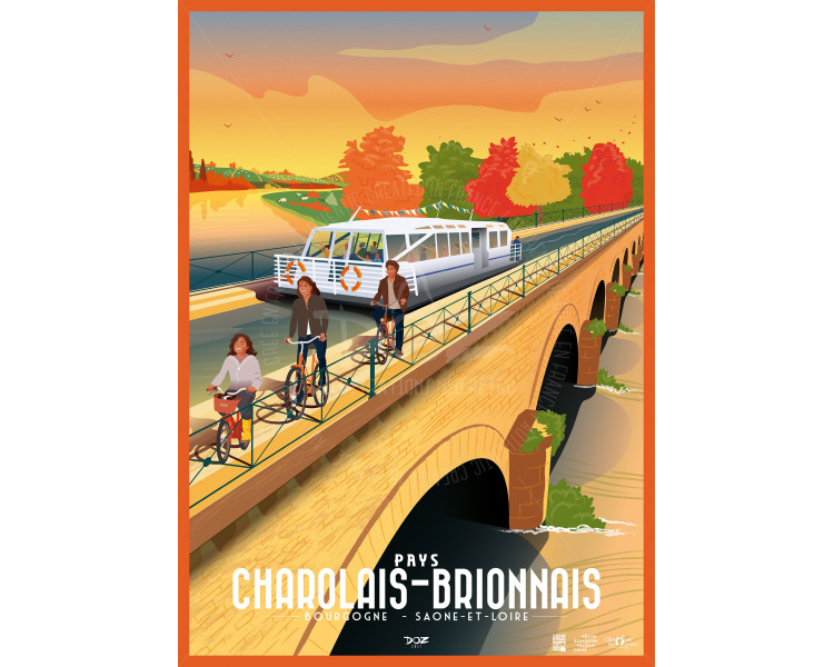 Poster DOZ Pays Charolais Brionnais, the canal bridges, Burgundy