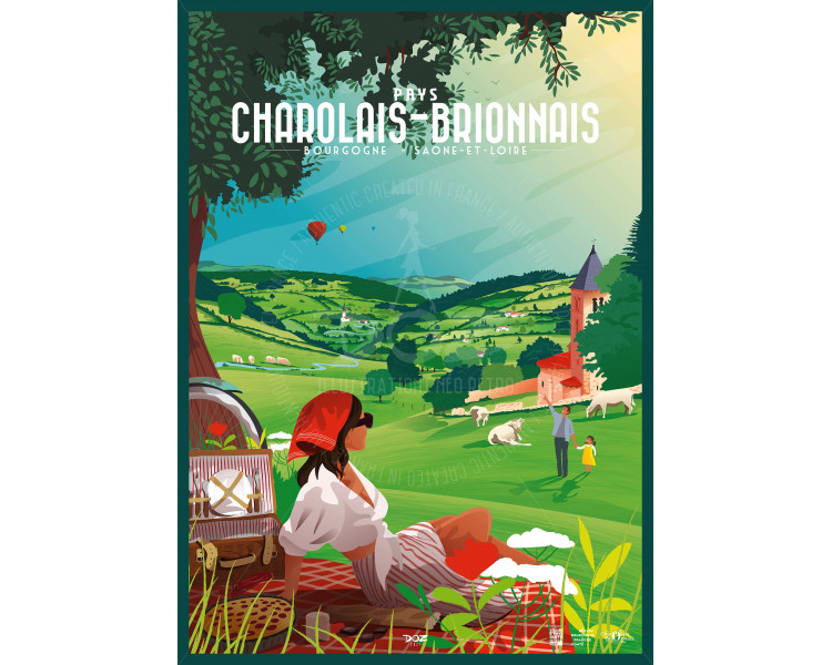 Affiche DOZ Pays Charolais Brionnais, bocages, Bourgogne
