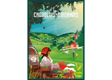 Affiche DOZ Pays Charolais Brionnais, bocages, Bourgogne
