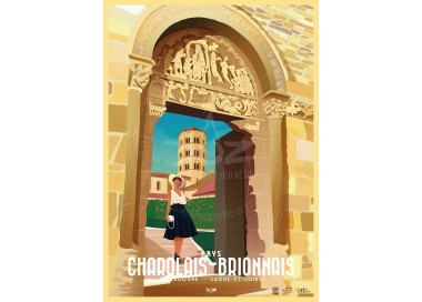Affiche DOZ Pays Charolais Brionnais, art roman, Bourgogne