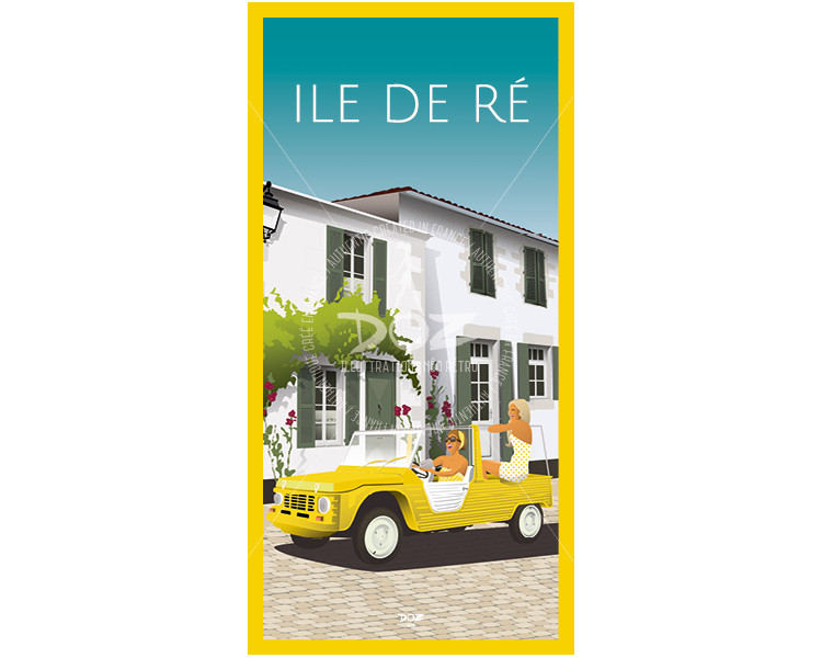 Carte postale Ile de Ré - Méhari jaune