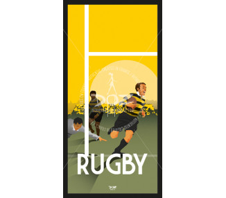 Carte postale Rugby jaune et noir