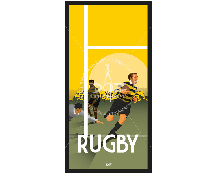 Carte postale Rugby jaune et noir