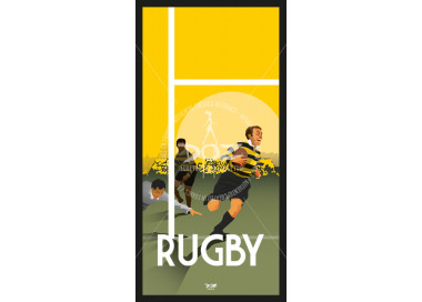 Yellow and black Rugby postcard