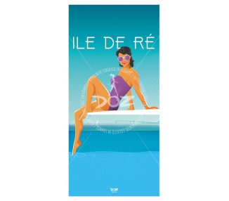 Carte postale - Ile de Ré - La piscine plongeoir - le pont de Ré