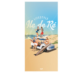 Postcard - Ile de Ré - After-surf - Méhari blanche
