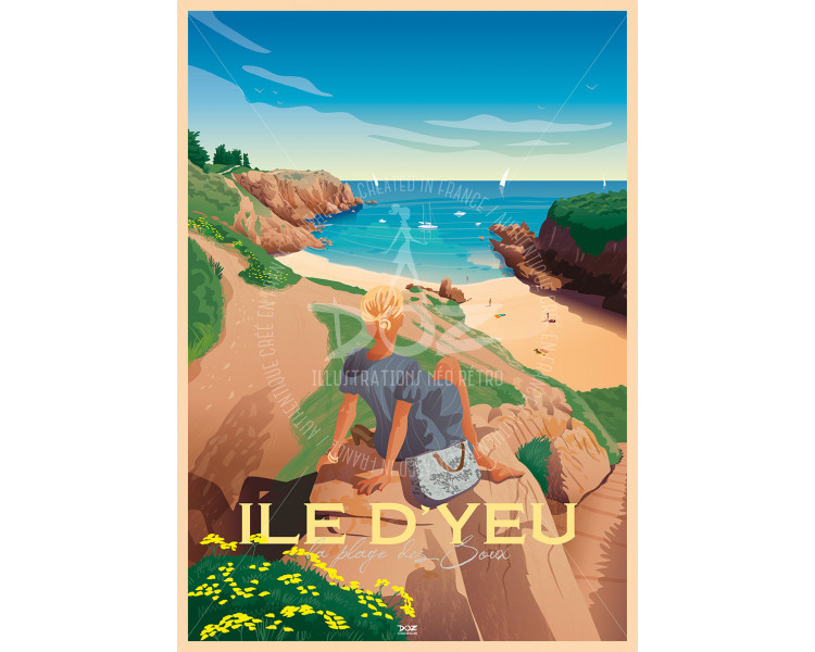 Affiche DOZ - Ile d'Yeu - Plage des Soux
