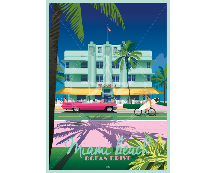 Affiche DOZ - Miami Beach - Ocean Drive