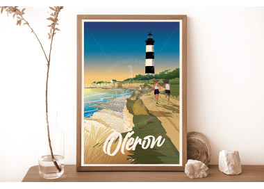Affiche DOZ Ile d'Oléron - Le Phare de Chassiron et les falaises