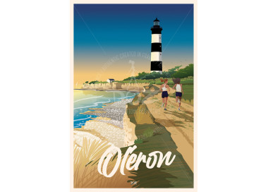 Affiche DOZ Ile d'Oléron - Le Phare de Chassiron et les falaises