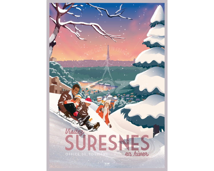 Affiche DOZ Suresnes - Ski et luge à Noël