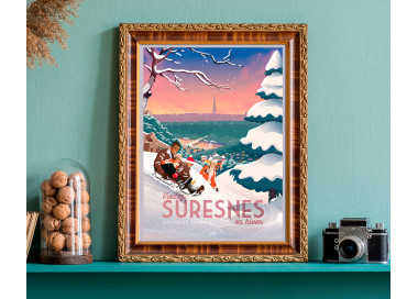 Poster DOZ Suresnes - Skiing and sledding at Christmas