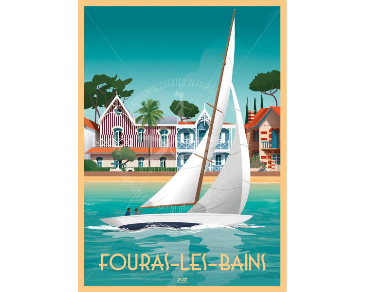 Poster Fouras-Les-Bains - Sailboat and villas