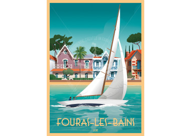 Affiche Fouras-Les-Bains - Voilier et villas