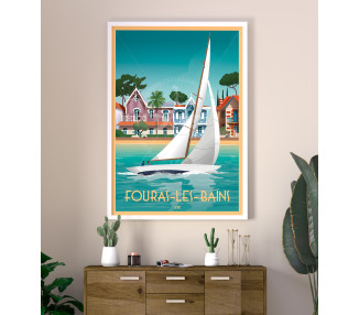 Poster Fouras-Les-Bains - Sailboat and villas