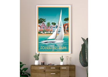 Affiche Fouras-Les-Bains - Voilier et villas