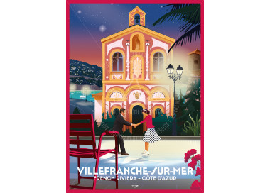 Affiche DOZ Villefranche-sur-mer, Chapelle Saint-Pierre, Jean Cocteau, Côte d'Azur