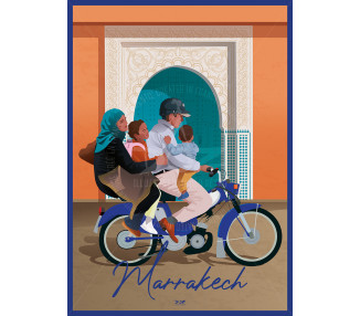 Poster DOZ - Morocco - Marrakech - Family Moped