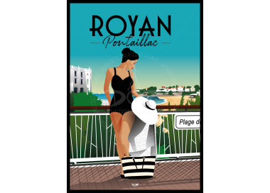 Affiche DOZ Royan Pontaillac baigneuse maillot noir