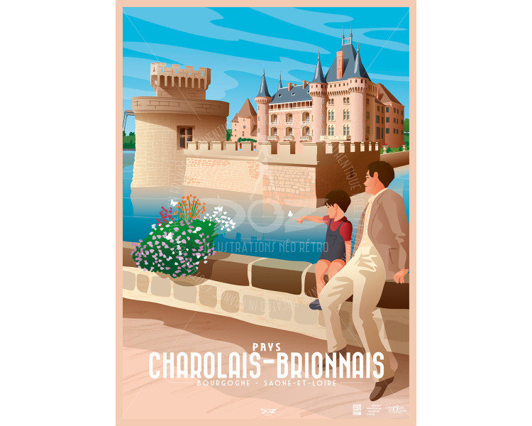Poster DOZ Pays Charolais Brionnais, Burgundy, Clayette's castle