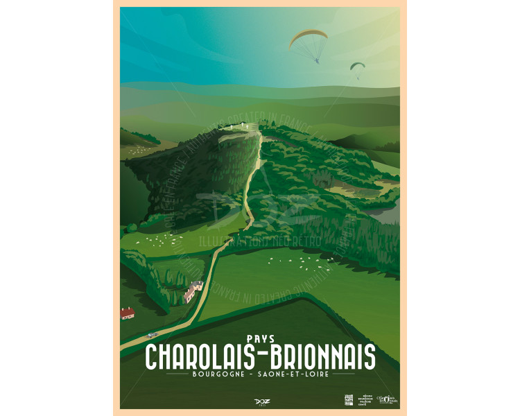 Affiche DOZ Pays Charolais Brionnais, Bourgogne, Mont Dardon