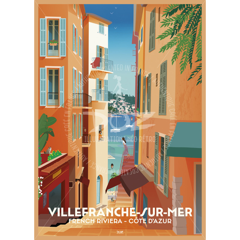 Affiche DOZ Villefranche-sur-mer, la ruelle