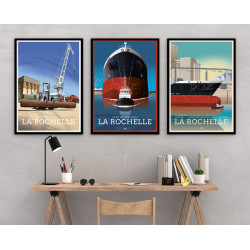 Affiche DOZ Port Atlantique La Rochelle - la grue